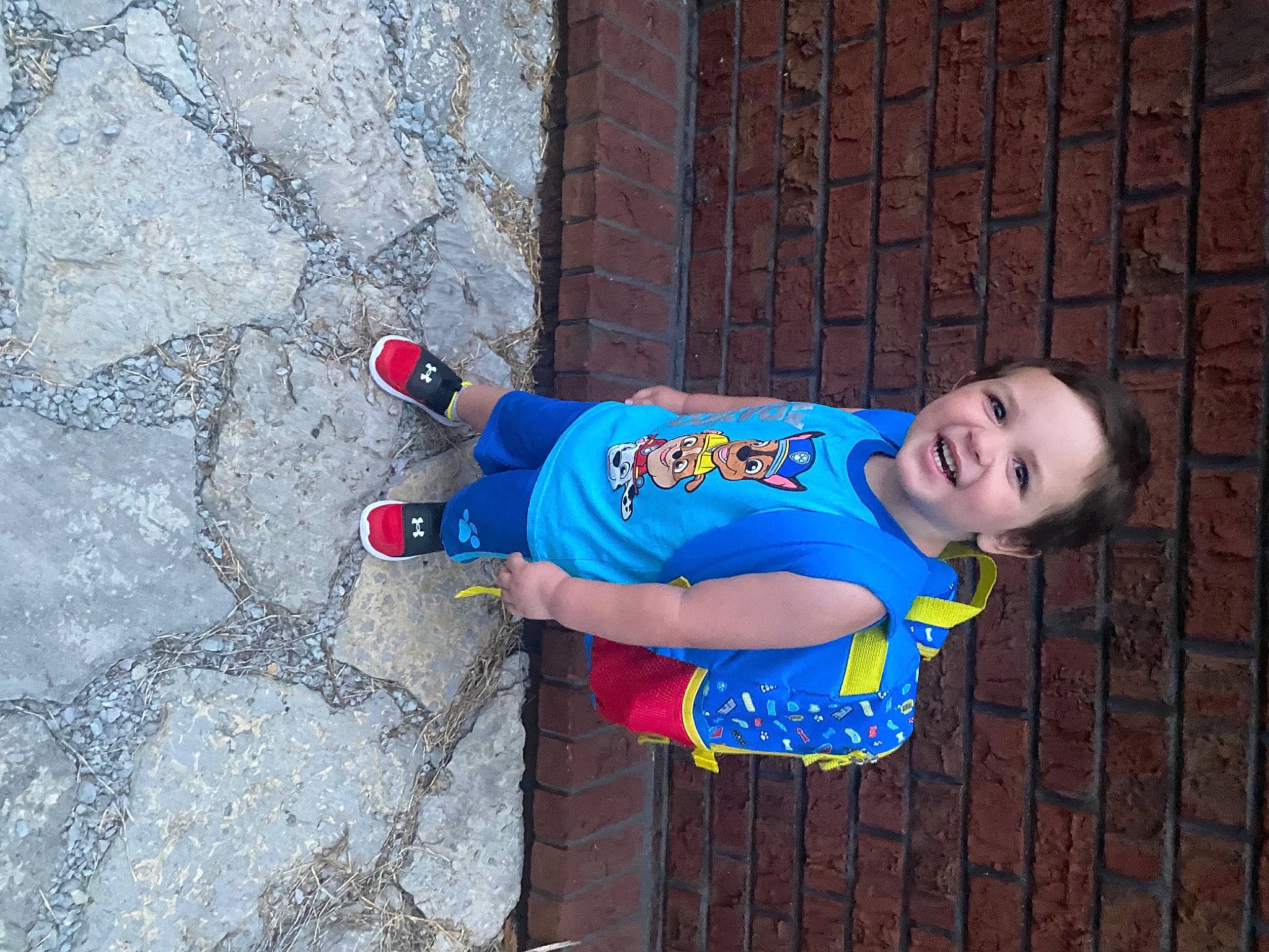 Kace joined the competition — help win amazing prizes! baby_toddler_clothing, child, composite_material, concrete, denim, elbow, electric_blue, fun, happy, hat, human_leg, joy, leisure, pattern, person, shorts, sleeve, smile, t_shirt, thigh
