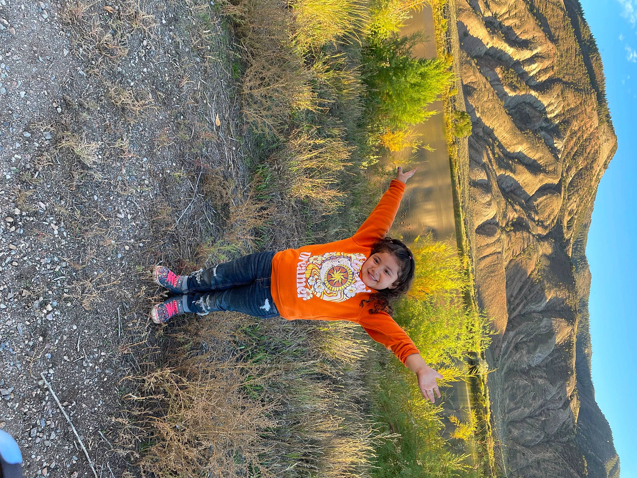Lilliana joined the competition — help win amazing prizes! adventure, extreme_sport, fun, joy, landscape, leisure, organism, people_in_nature, person, plant, recreation, rock, rock_climbing_equipment, rope, shadow, sky, soil, sport_climbing, sports, toddler