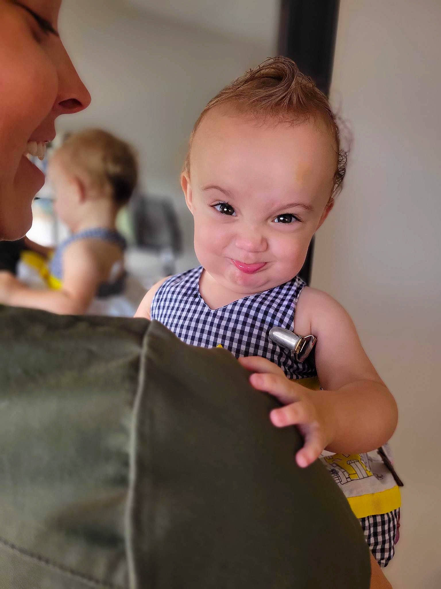 Oaklynn is registered to the contest to win money with this photo: baby_toddler_clothing, cheek, child, event, eye, face, flash_photography, flooring, fun, hairstyle, happy, joint, mammal, person, product, shoulder, skin, sleeve, smile, t_shirt