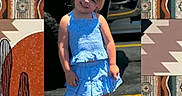 Addalynn is registered to the contest to win money with this photo: child, girl, toddler, smiling, portrait, outdoor, sunny, blue_dress, pink_sandals, pickup_truck, parking_lot, asphalt, yellow_line, head_tilt, blonde_hair, standing, fashion, western_pattern, collage, photograph