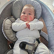 Derek Pérez joined the competition — help win amazing prizes! baby, baby_boy, baby_seat, child, chubby_cheeks, comfortable, cushion, cute, face, hands, home, indoors, infant, portrait, relaxed, resting, seatbelt, soft_lighting, white_clothing, young_child