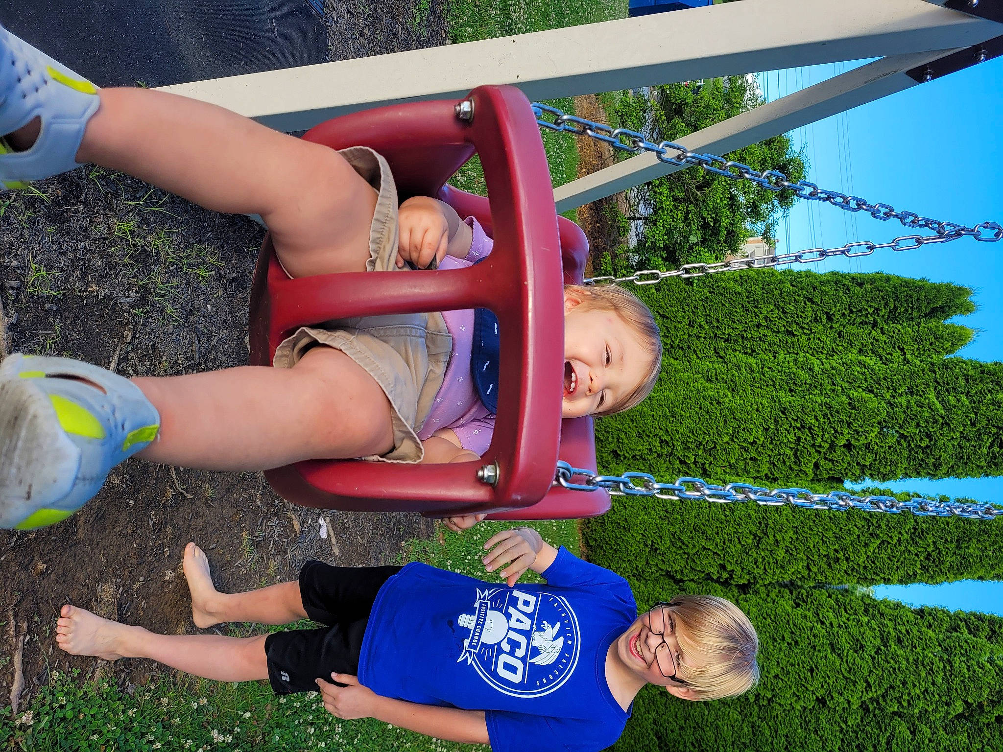 Tristan joined the competition — help win amazing prizes! arm, blue, child, fun, grass, happy, human_leg, joy, knee, leisure, nature, people_in_nature, person, plant, recreation, shorts, sky, smile, t_shirt, thigh