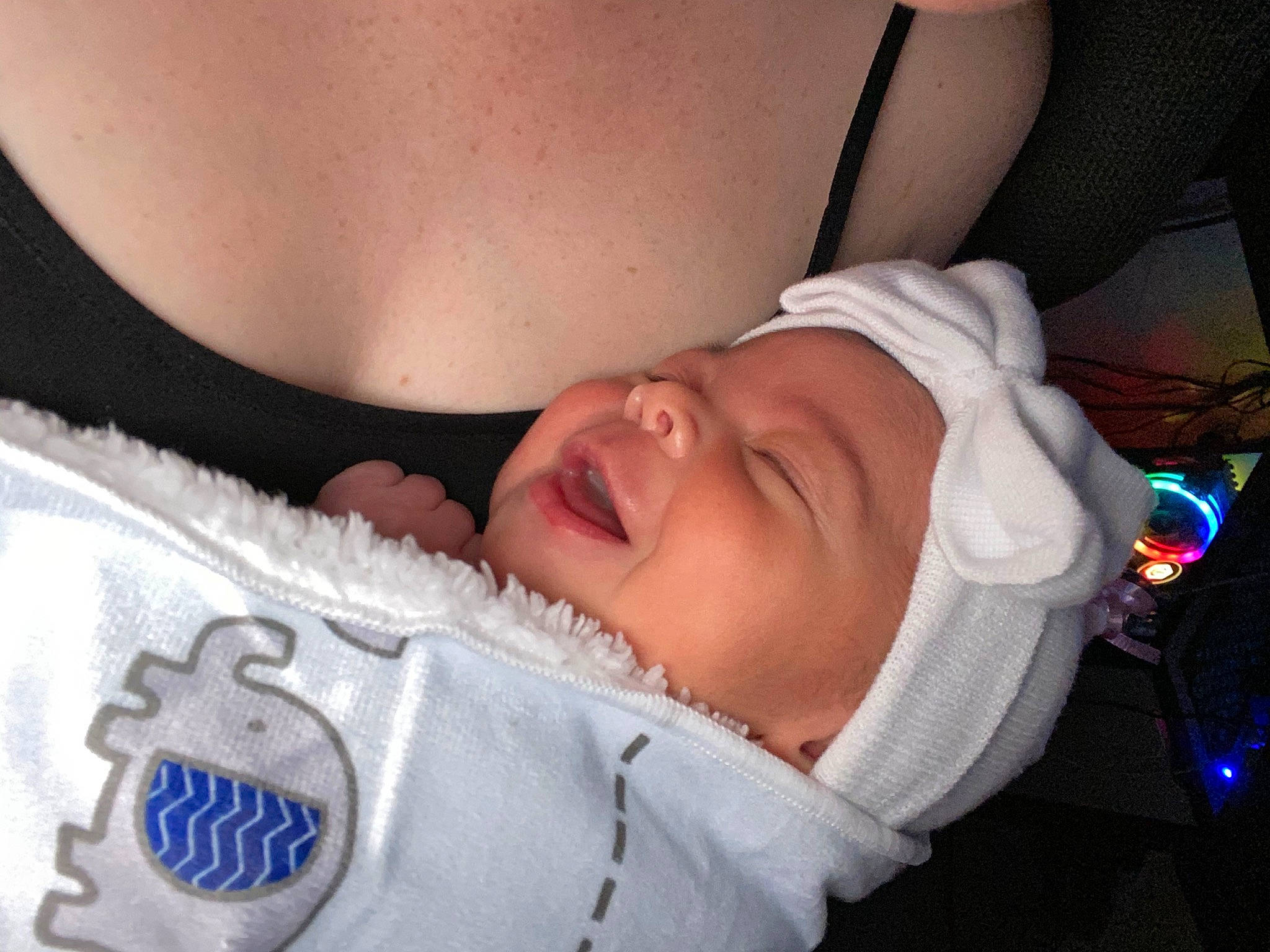 Sapphire is registered to the contest to win money with this photo: baby, birth, cheek, child, childbirth, headwear, mouth, nap, person, sleep