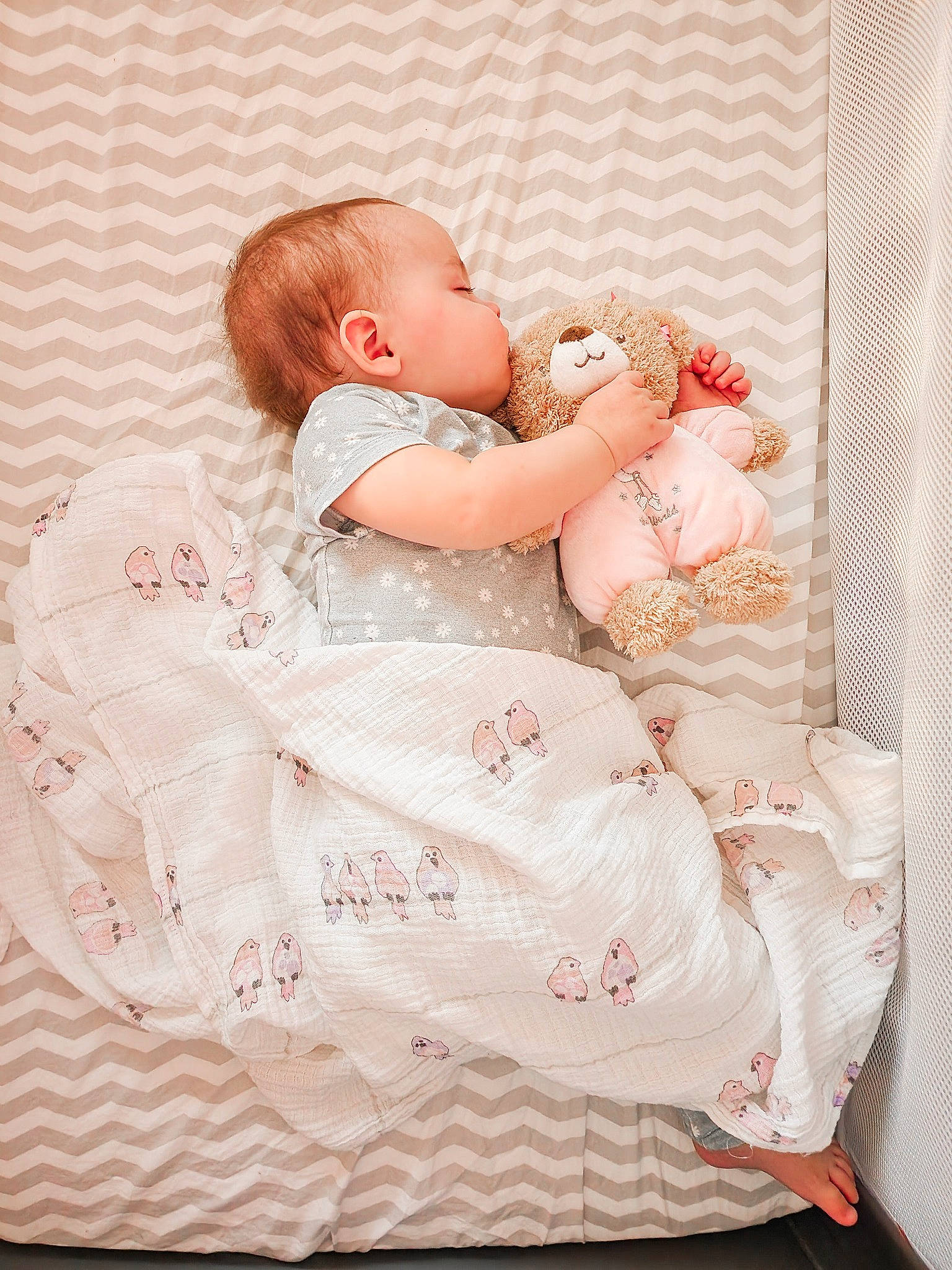 Gabriella joined the competition — help win amazing prizes! baby, baby_products, baby_sleeping, baby_toddler_clothing, cheek, child, comfort, embellishment, fashion_accessory, jewellery, linens, pattern, peach, person, pink, portrait_photography, sitting, skin, sleeve, textile