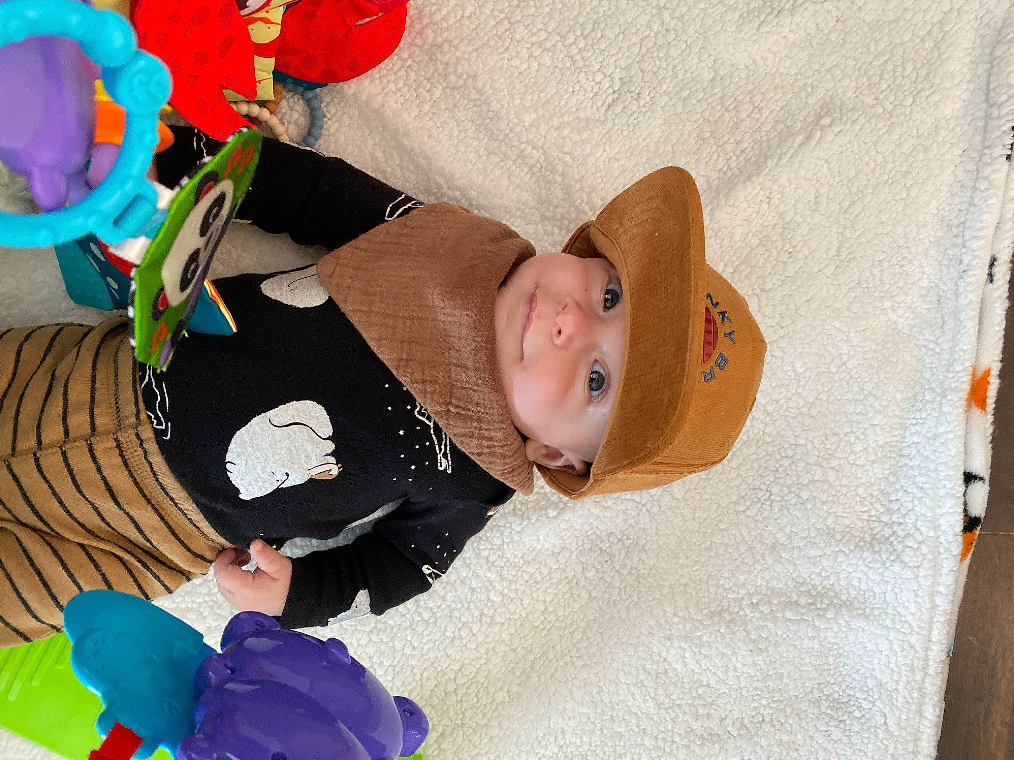 Kenny joined the competition — help win amazing prizes! baby, baby_products, baby_toddler_clothing, baby_toys, child, comfort, costume, fun, happy, hat, headwear, person, play, product, room, sleeve, smile, toddler, toy, wood