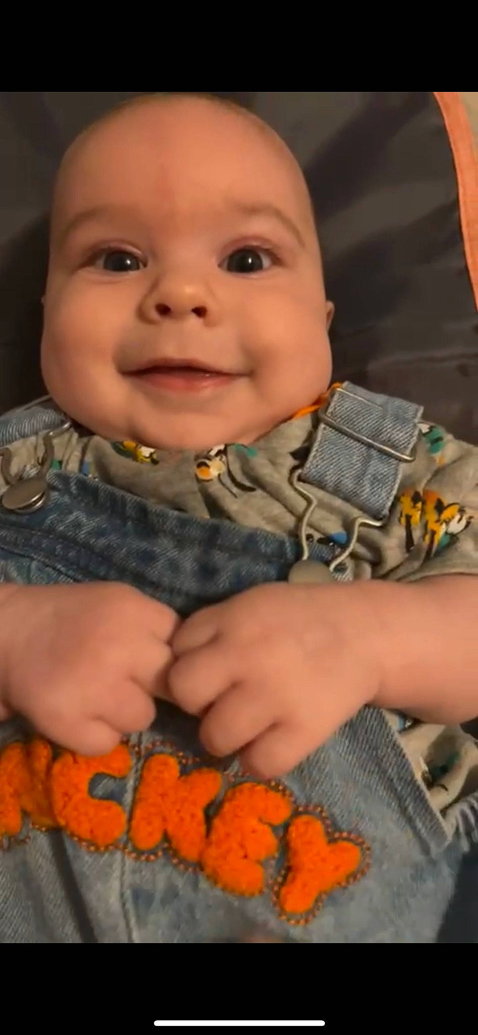 Oliver joined the competition — help win amazing prizes! baby, baby_toddler_clothing, cheek, facial_expression, finger, gesture, hand, happy, iris, joy, leaf, lip, mouth, nose, orange, organ, person, skin, smile, thumb