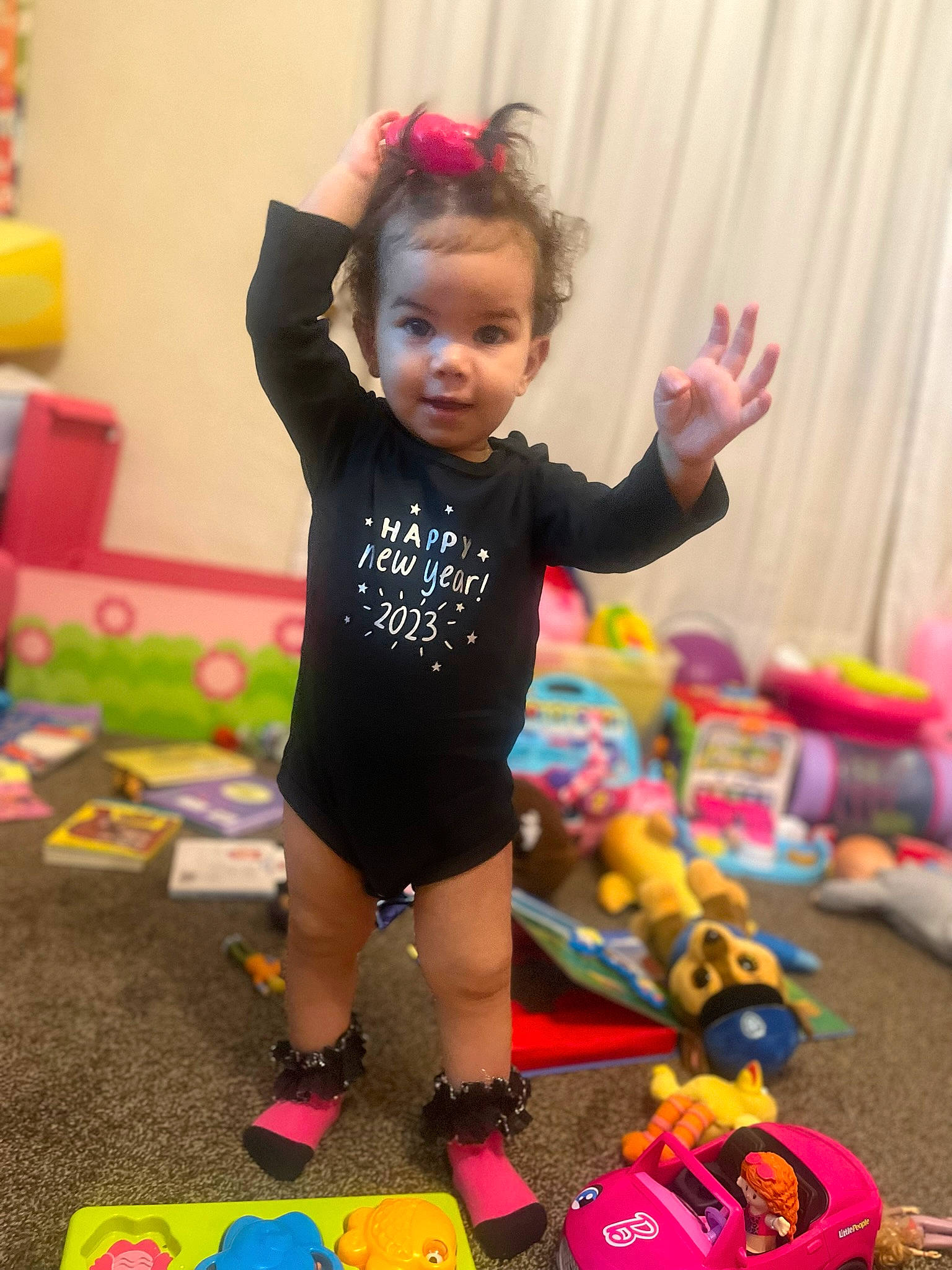 Kaprice is registered to the contest to win money with this photo: baby, baby_playing_with_toys, baby_toddler_clothing, child, curtain, event, floor, flooring, fun, happy, kindergarten, leisure, party, person, play, room, sleeve, t_shirt, toddler, toy