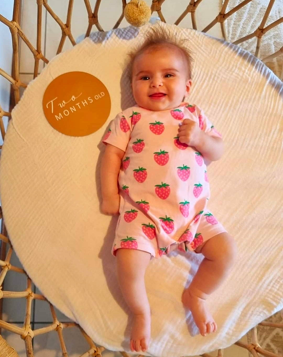 Annabel joined the competition — help win amazing prizes! arm, baby_toddler_clothing, dress, facial_expression, finger, hand, happy, joy, neck, one_piece_garment, organ, pattern, person, pink, product, skin, sleeve, smile, standing, t_shirt