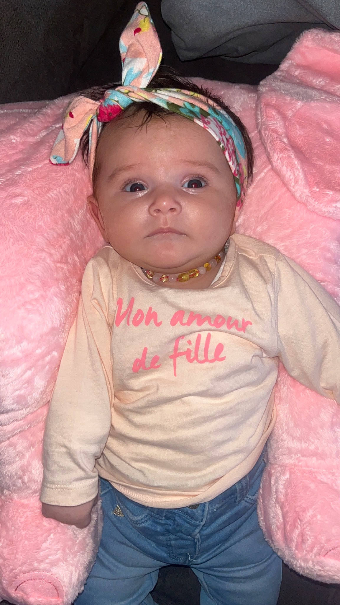 Emy a rejoint le concours — aidez-le/la à gagner de superbes lots ! baby, baby_toddler_clothing, cheek, child, chin, eye, eyelash, fun, happy, head, headgear, iris, lip, mouth, neck, nose, person, pink, skin, sleeve