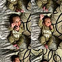 baby, boy, infant, green_clothing, mamas_boy_text, couch, pillows, curly_hair, indoor, cozy, cute, multiple_poses, child, soft_fabric, patterned_cushion, sitting, expression, playful, portrait, comfortable