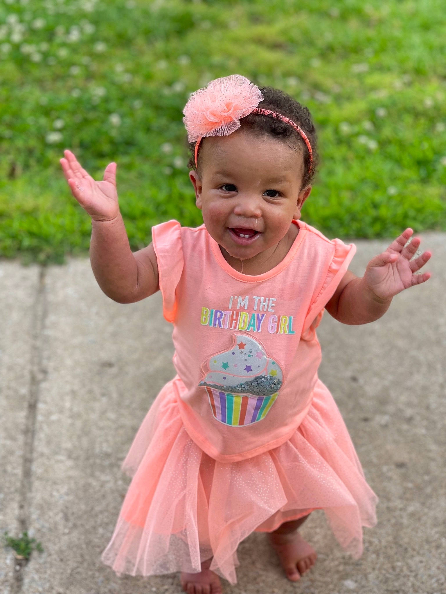 Lai Lani joined the competition — help win amazing prizes! baby, baby_toddler_clothing, child, event, eye, face, fun, gesture, grass, happy, leaf, leisure, magenta, people_in_nature, person, pink, plant, recreation, sleeve, smile