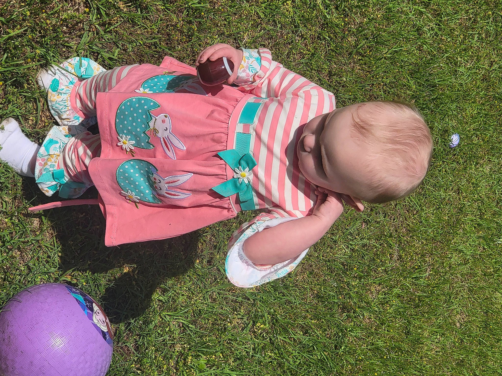 Rosalina joined the competition — help win amazing prizes! baby, baby_toddler_clothing, ball, child, event, fun, grass, grass_family, grassland, happy, hat, human_body, lawn, leg, leisure, people_in_nature, person, plant, recreation, sitting