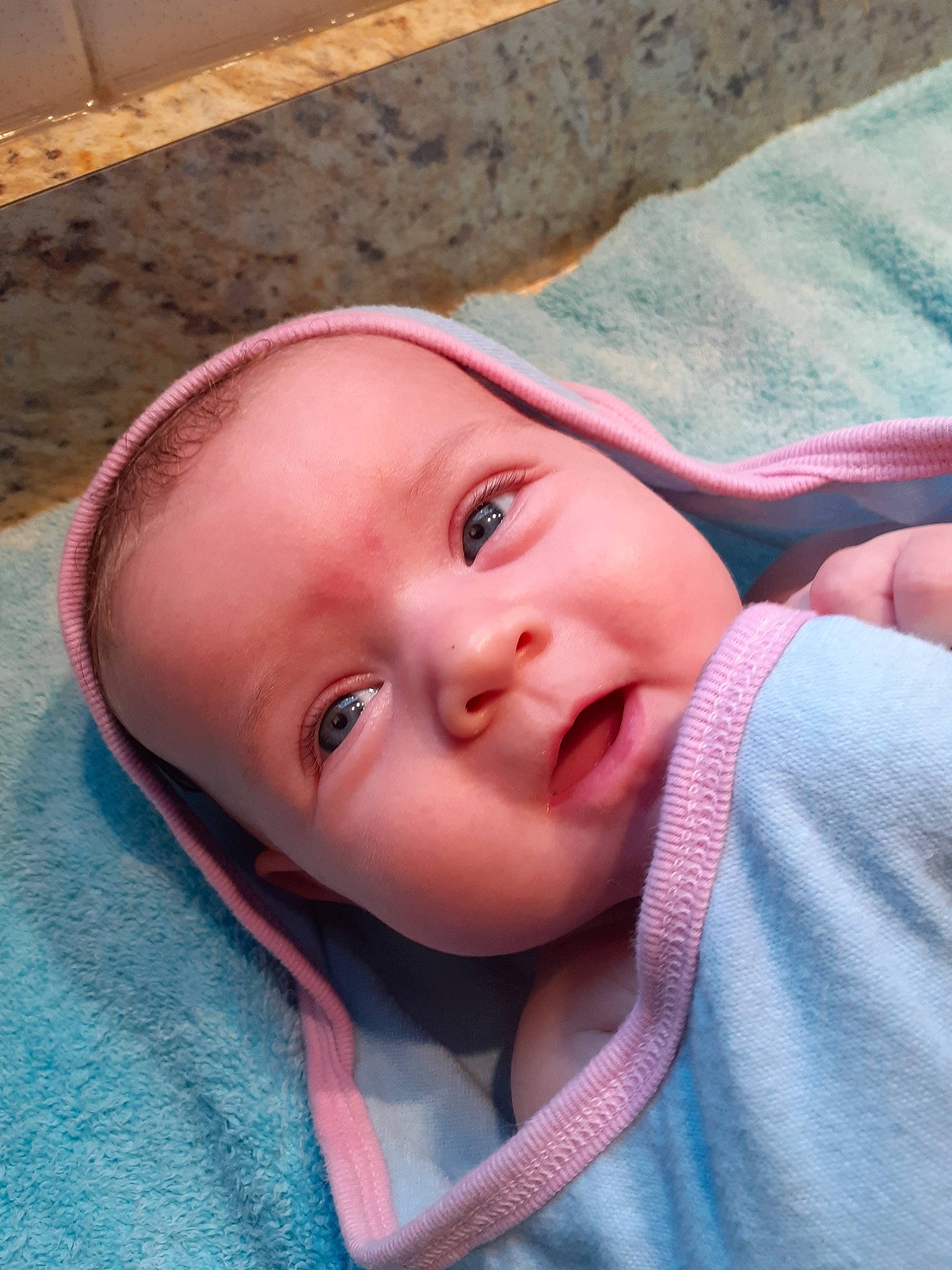 Maisie is registered to the contest to win money with this photo: baby, cheek, child, chin, eye, face, head, lip, nose, person, skin, toddler