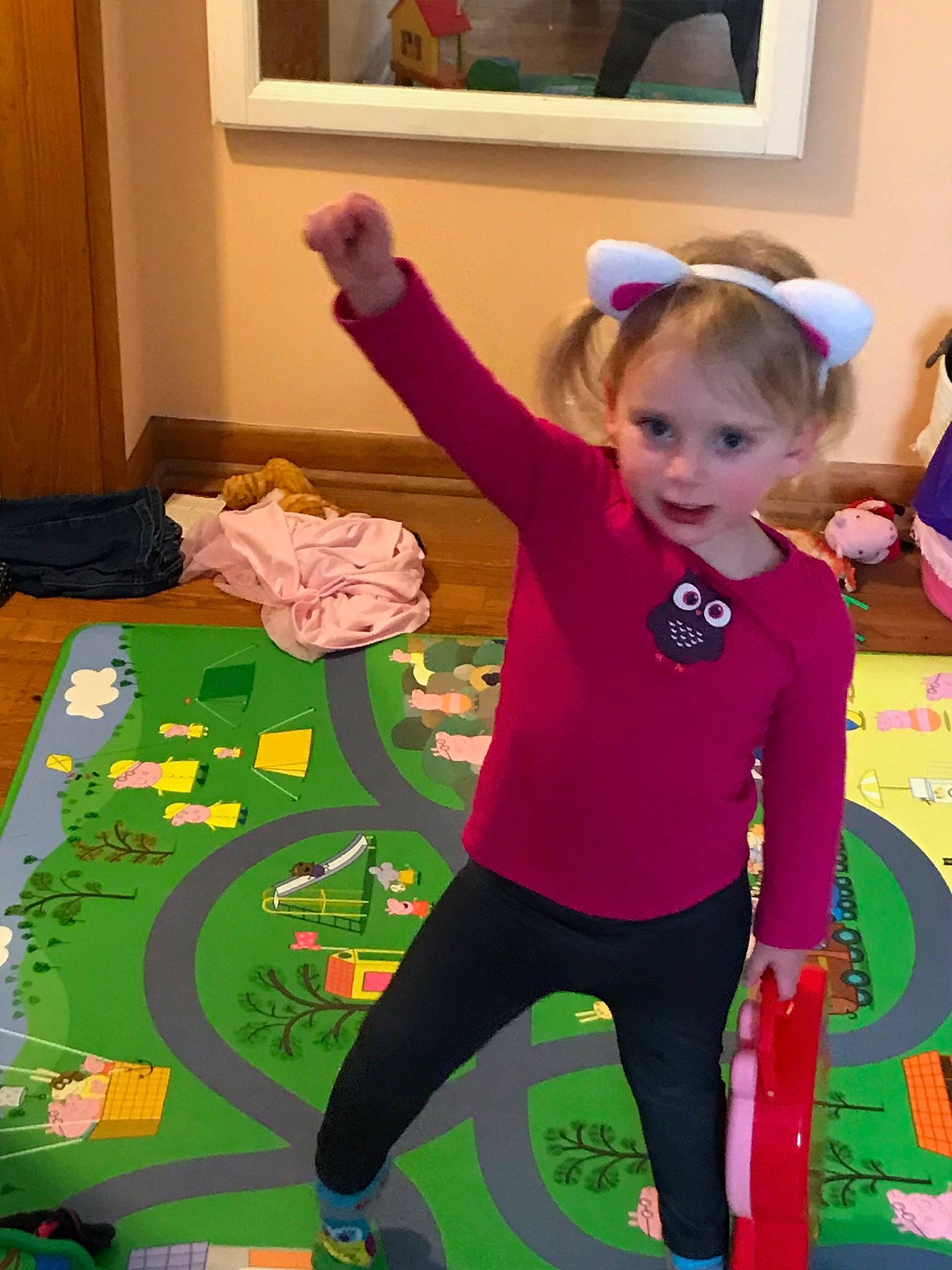 Celina Rose joined the competition — help win amazing prizes! active_pants, balance, child, costume, floor, flooring, fun, leggings, leisure, magenta, person, picture_frame, plant, play, purple, recreation, room, shorts, sweatpant, thigh