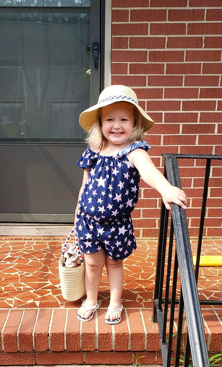 Tinsley joined the competition — help win amazing prizes! baby_toddler_clothing, child, child_model, clothing, fashion_accessory, hat, headgear, headwear, joy, pattern, person, polka_dot, sun_hat, toddler