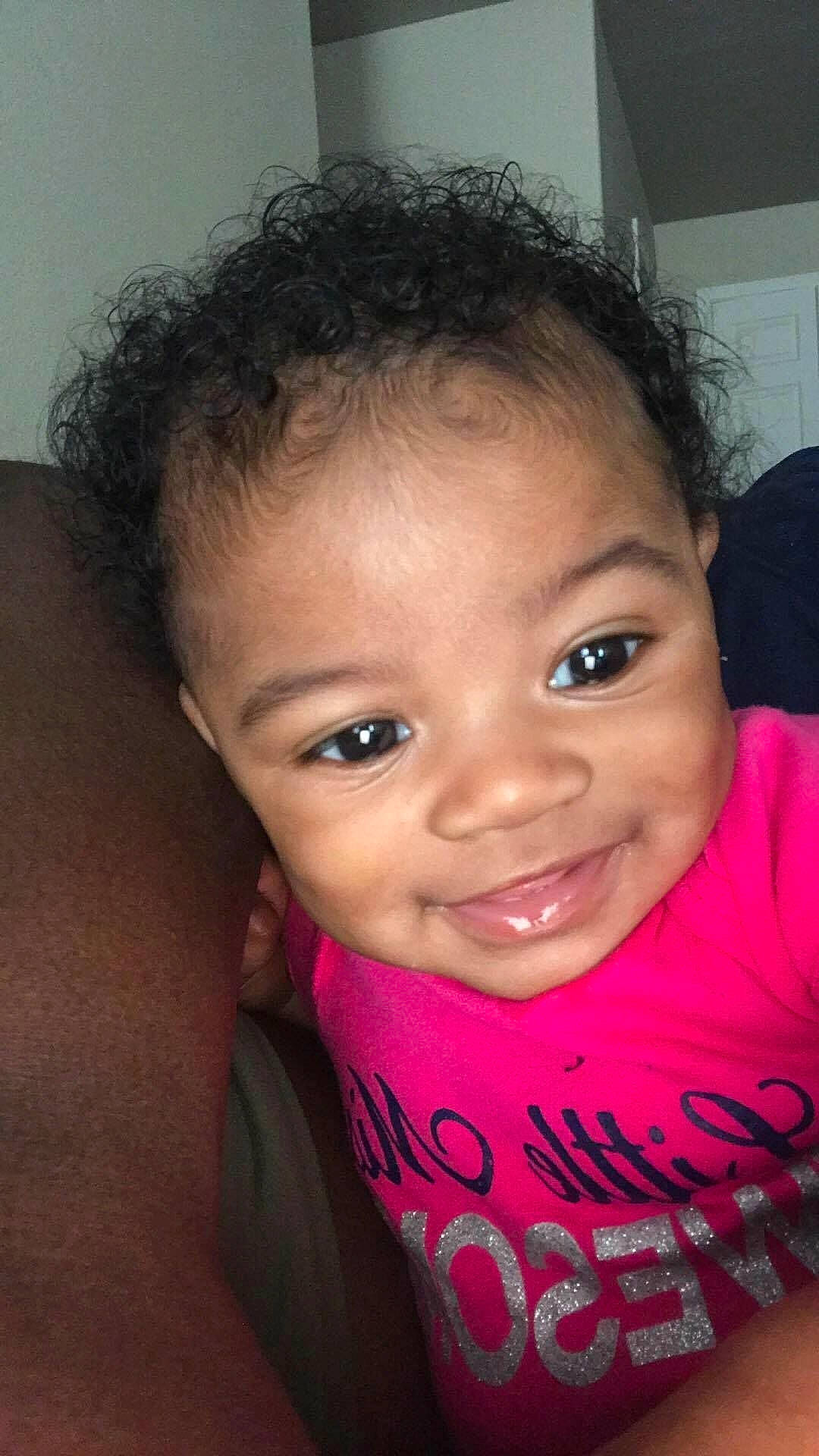 Kay'Launi joined the competition — help win amazing prizes! black_hair, cheek, child, chin, eye, eyebrow, face, forehead, girl, hair, hairstyle, head, infant, joy, lip, mouth, nose, person, pink, skin