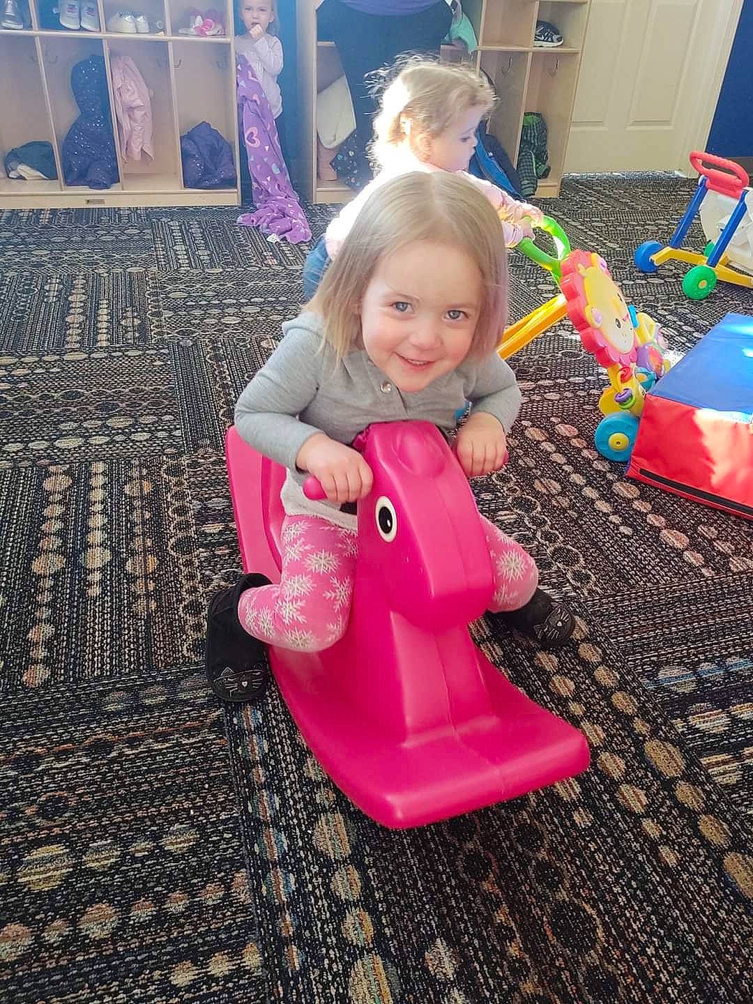 Hayley joined the competition — help win amazing prizes! blond, child, chute, fun, joy, leisure, magenta, outdoor_play_equipment, person, pink, play, playground, public_space, recreation, smile, swing, toddler, vacation