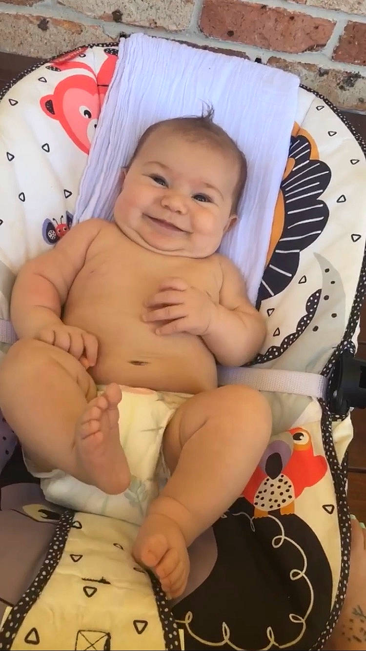 Davina joined the competition — help win amazing prizes! abdomen, baby, cheek, chest, child, comfort, eye, facial_expression, finger, happy, head, human_body, joy, muscle, person, skin, smile, stomach, thigh, thumb