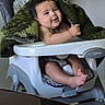 Massimo is registered to the contest to win money with this photo: baby, high_chair, blanket, smiling, indoor, child, infant, happy, seat, furniture, person, cute, skin, foot, hand, knitted_blanket, domestic, young_child, baby_chair, comfort