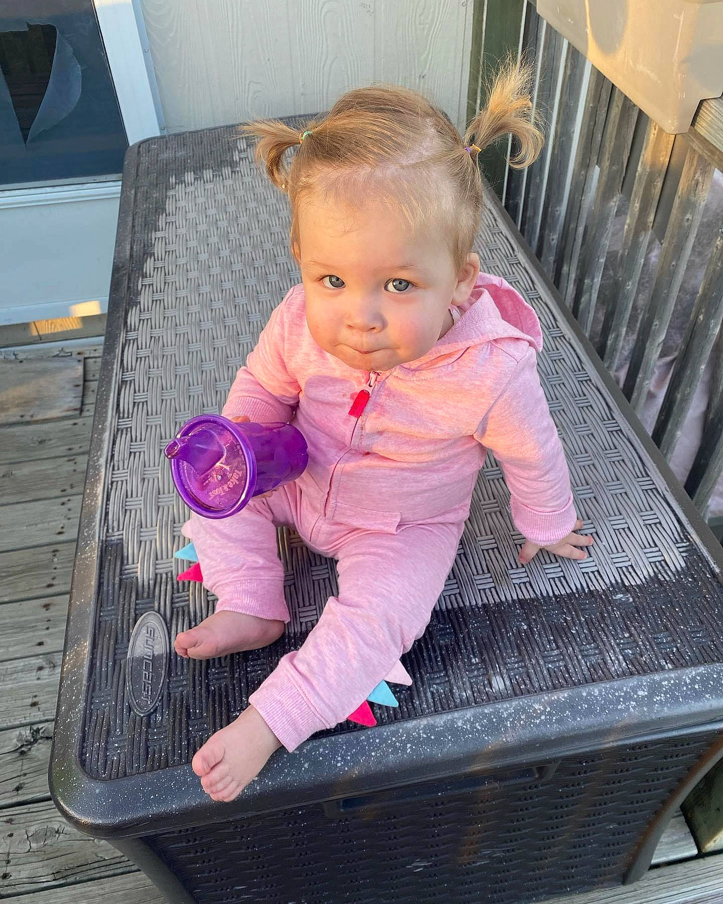 Oaklee joined the competition — help win amazing prizes! baby, baby_products, baby_safety, baby_toddler_clothing, baby_toys, beauty, chair, cheek, child, comfort, cradle, flooring, foot, fun, magenta, person, pink, sitting, sleeve, toddler