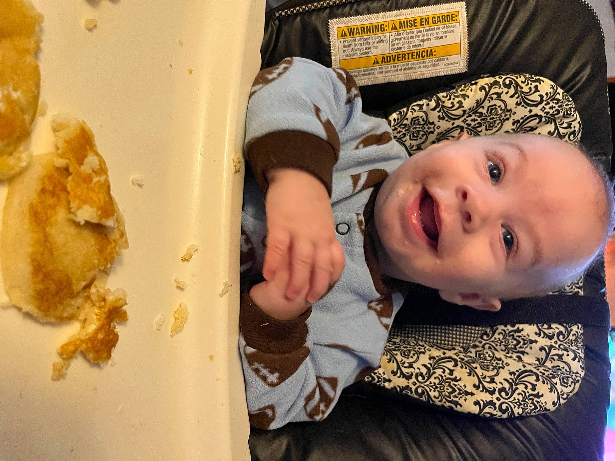 Brodie is registered to the contest to win money with this photo: baby, baking, child, comfort_food, cooking, cuisine, dish, food, fun, happy, ingredient, laugh, organ, pattern, people, person, recipe, room, smile, toddler