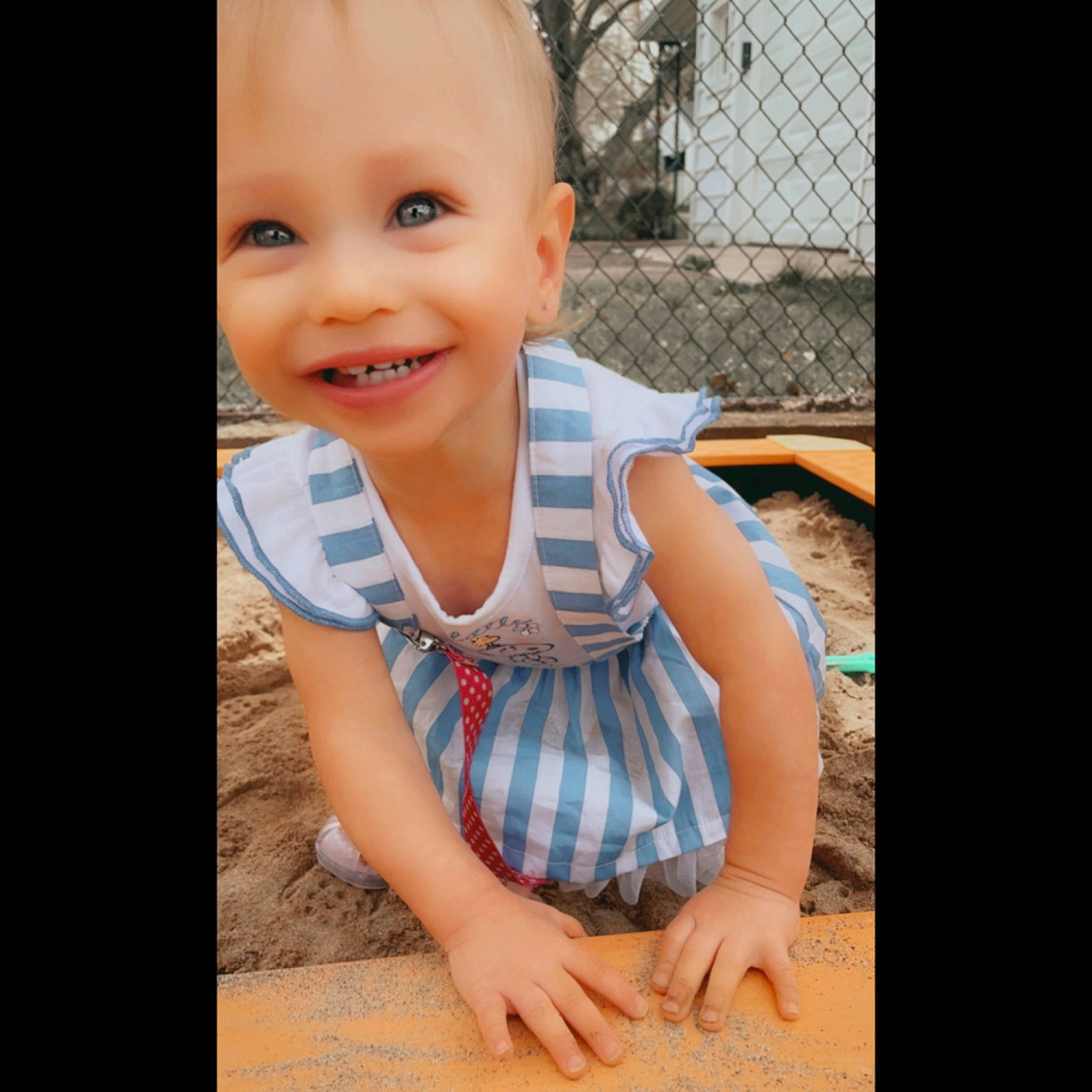 Isabella joined the competition — help win amazing prizes! arm, baby, baby_toddler_clothing, clothing, cool, face, finger, flash_photography, gesture, grass, happy, head, joy, mouth, nose, person, skin, sleeve, smile, standing