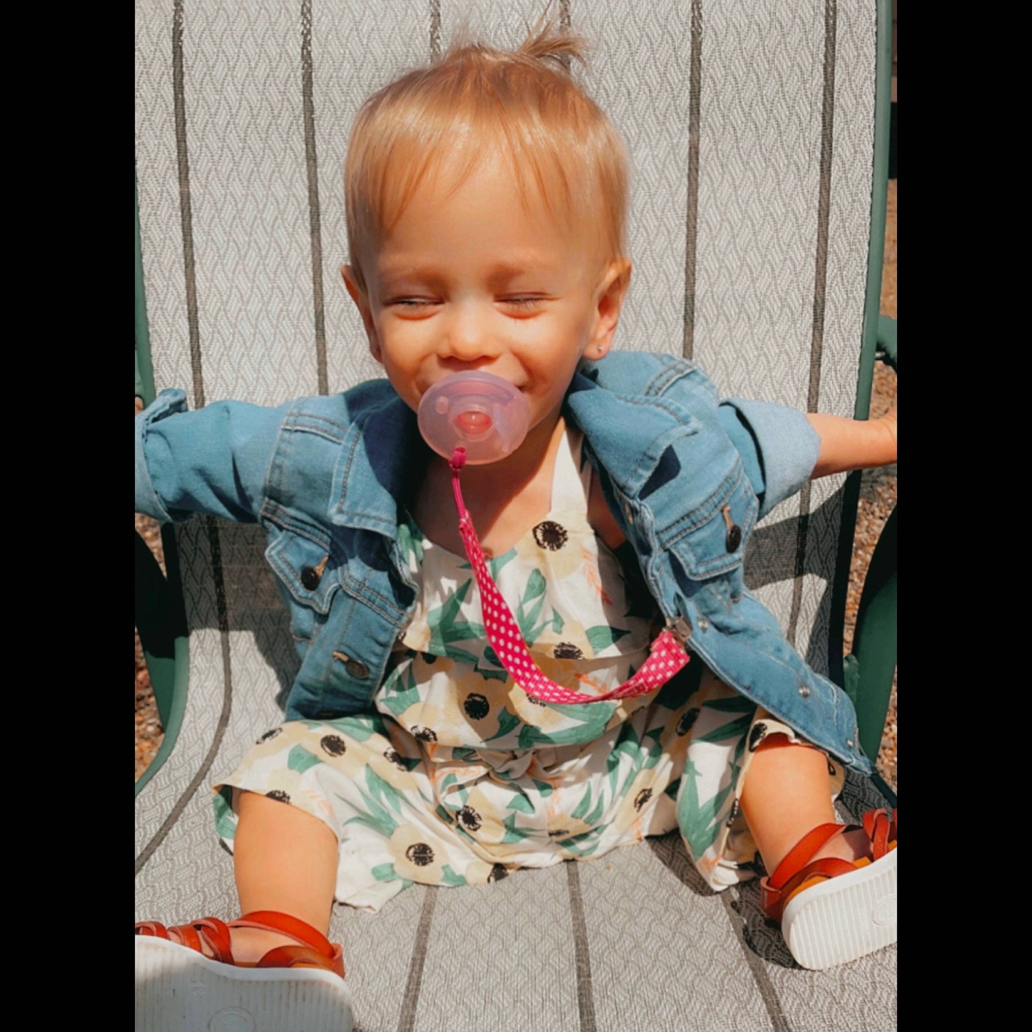 Isabella joined the competition — help win amazing prizes! arm, baby, baby_toddler_clothing, cheek, child, cool, facial_expression, fun, gesture, happy, joy, mouth, nose, pattern, person, product, sitting, sleeve, smile, swing