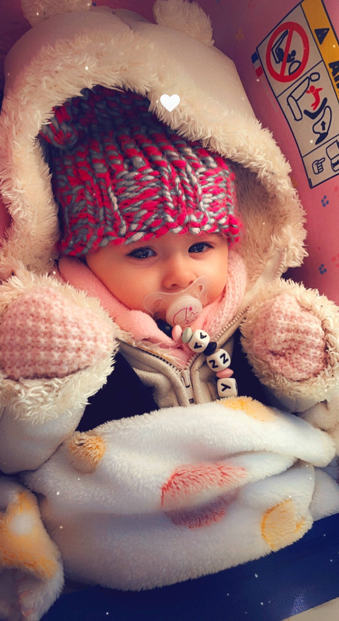 Shayna participe au concours pour gagner de l'argent avec cette photo : baby, baby_sleeping, baby_toddler_clothing, cap, cheek, child, clothing, comfort, face, fur, headgear, headwear, knit_cap, lip, outerwear, person, pink, skin, textile, toddler