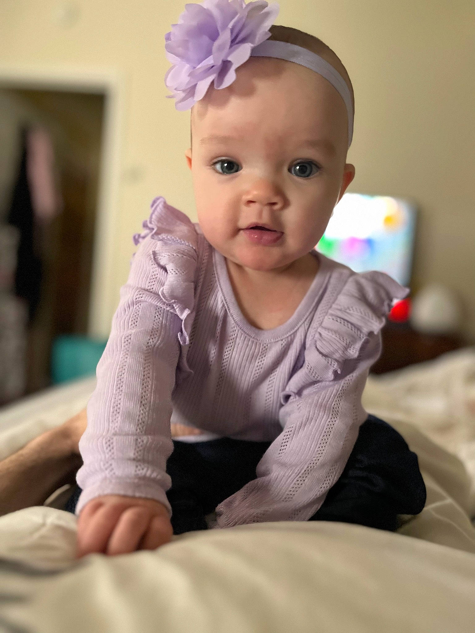 Emberlynn is registered to the contest to win money with this photo: baby, baby_toddler_clothing, cheek, child, clothing, comfort, costume_hat, dress, ear, eye, fashion_accessory, happy, head, headband, headgear, headpiece, jewellery, person, sitting, sleeve