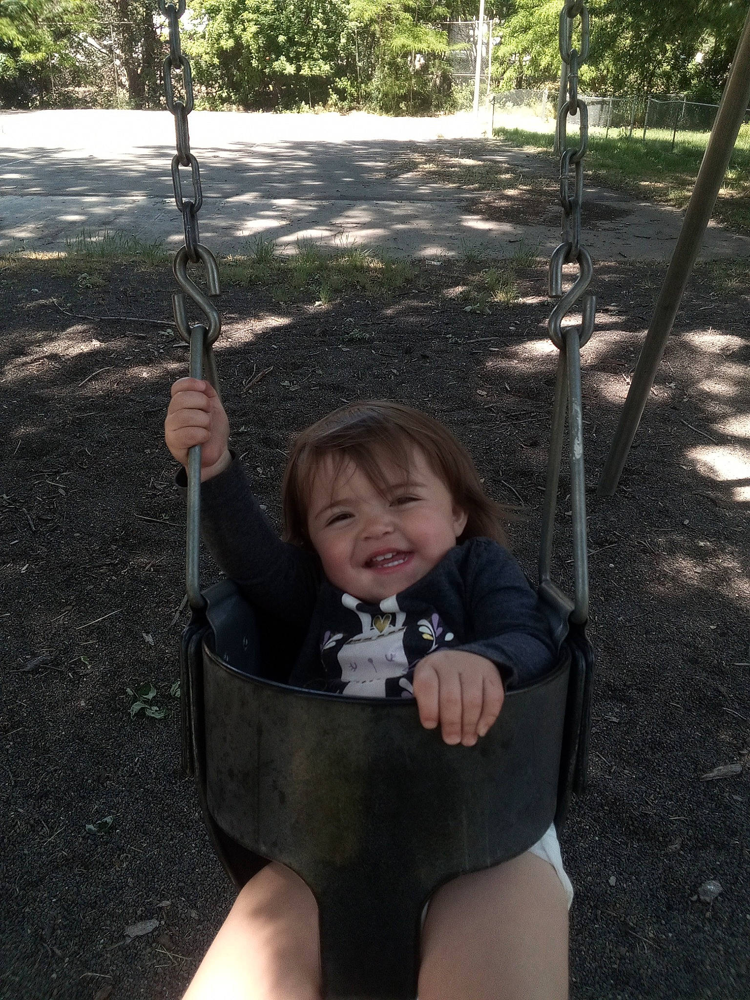 Amaya joined the competition — help win amazing prizes! baby, baby_toddler_clothing, black, city, fun, grass, happy, human_settlement, joy, leaf, leisure, light, outdoor_play_equipment, person, plant, playground, public_space, recreation, shade, smile