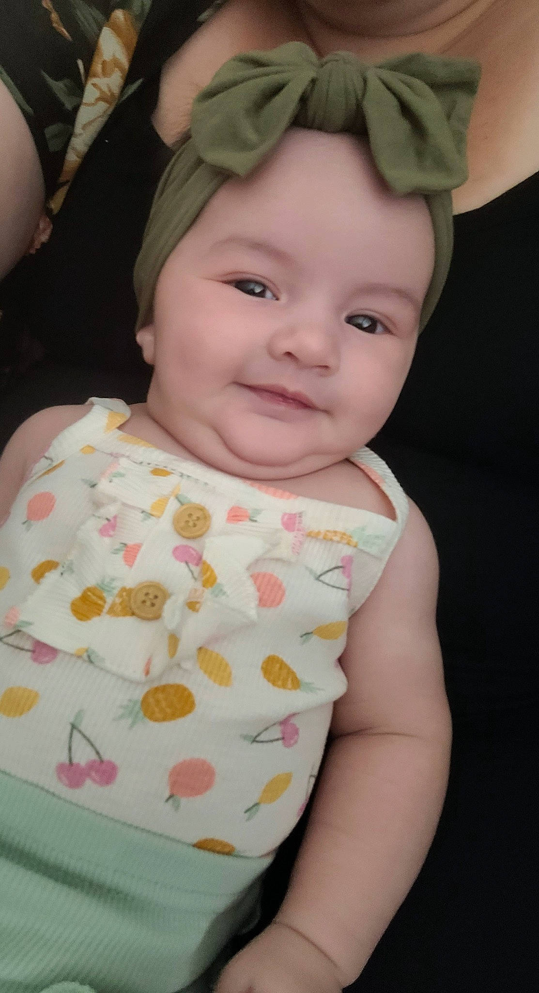 Olivia is registered to the contest to win money with this photo: baby, baby_products, baby_toddler_clothing, beauty, cap, cheek, child, comfort, eye, fashion_accessory, happy, headband, headpiece, headwear, joy, lip, pattern, person, pink, skin