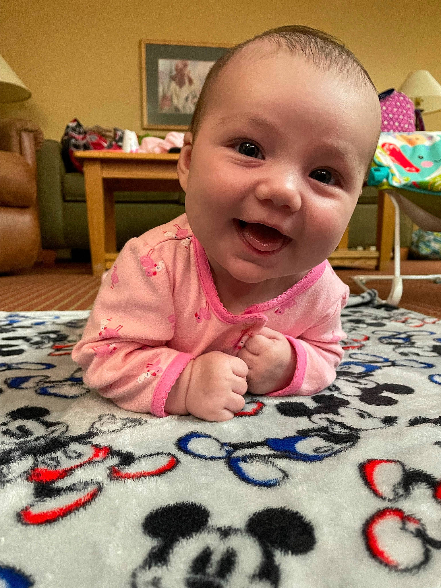Gabrielle joined the competition — help win amazing prizes! adaptation, baby, cheek, eye, floor, flooring, fun, hair, hairstyle, head, mouth, nose, person, pink, purple, skin, smile, textile, toddler, white