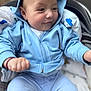 Erik is registered to the contest to win money with this photo: baby, blanket, blue_clothing, casual, child, clothing, cozy, cute, face, happy, hoodie, infant, outdoor, person, portrait, sitting, smiling, soft, stroller, young_child
