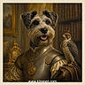 Mushu joined the competition — help win amazing prizes! dog, hawk, bird, animal, portrait, armor, knight, medieval, historical, fantasy, ornate, costume, collar, feathers, clock, interior, vintage, royal, painting, text_overlay