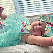 Maple joined the competition — help win amazing prizes! arm, baby, blanket, blind, bow, child, colorful, cute, dress, fabric, foot, happy, headband, indoor, infant, portrait, smile, soft_light, tutu, window