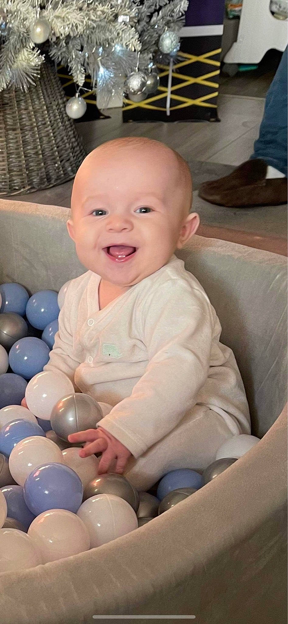 Kaleb is registered to the contest to win money with this photo: baby, baby_playing_with_toys, baby_toddler_clothing, ball, ball_pit, cheek, child, clothing, comfort, eye, finger, flooring, happy, head, iris, person, product, skin, smile, toddler