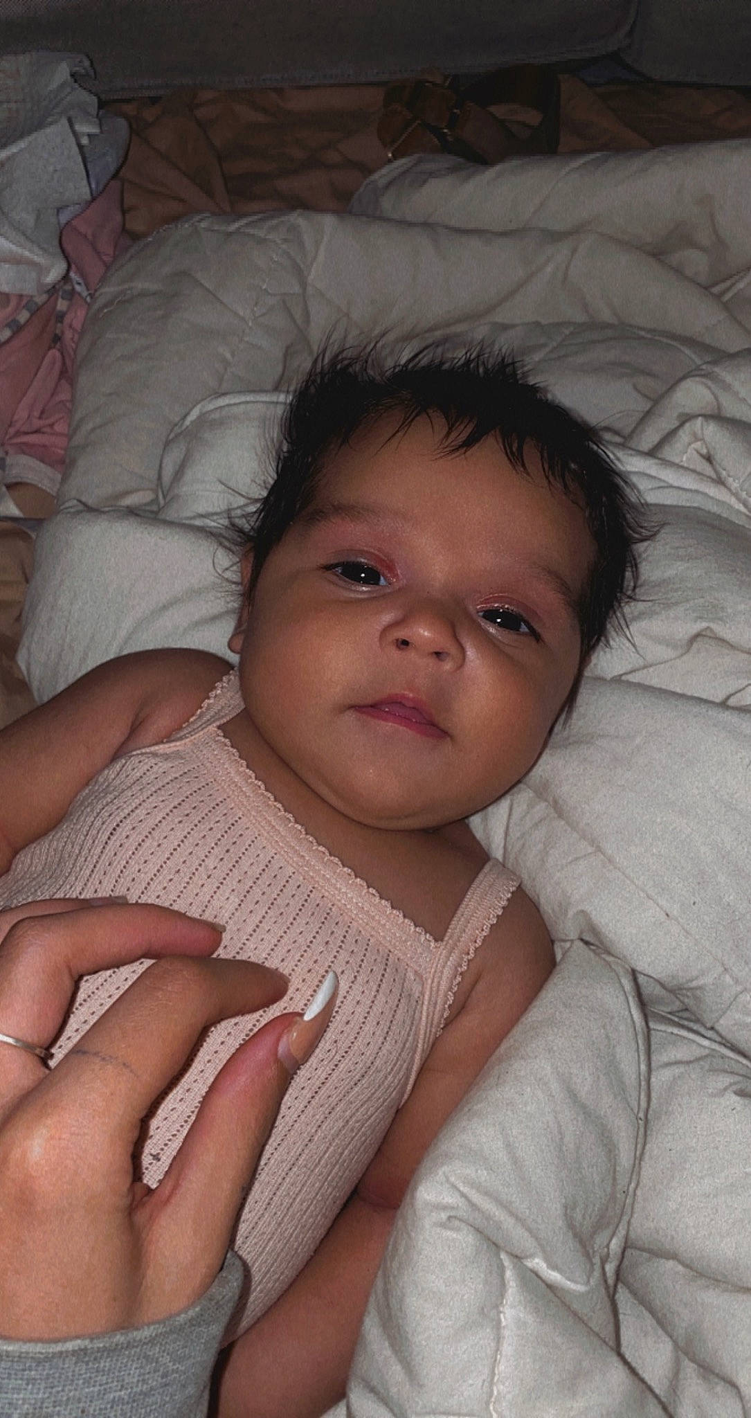 Leilani joined the competition — help win amazing prizes! baby, cheek, chin, comfort, eye, eyebrow, eyelash, face, finger, forehead, gesture, hand, head, iris, lip, mouth, neck, nose, person, skin