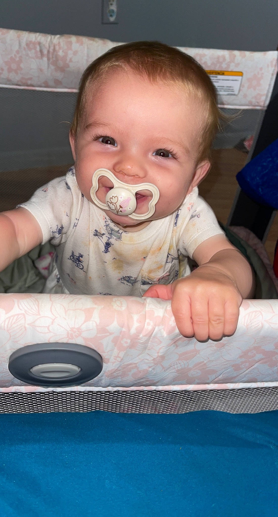 Paetyn is registered to the contest to win money with this photo: baby, baby_toddler_clothing, blue, cheek, child, comfort, eyebrow, face, facial_expression, finger, fun, hand, happy, iris, joy, mouth, person, skin, sleeve, smile