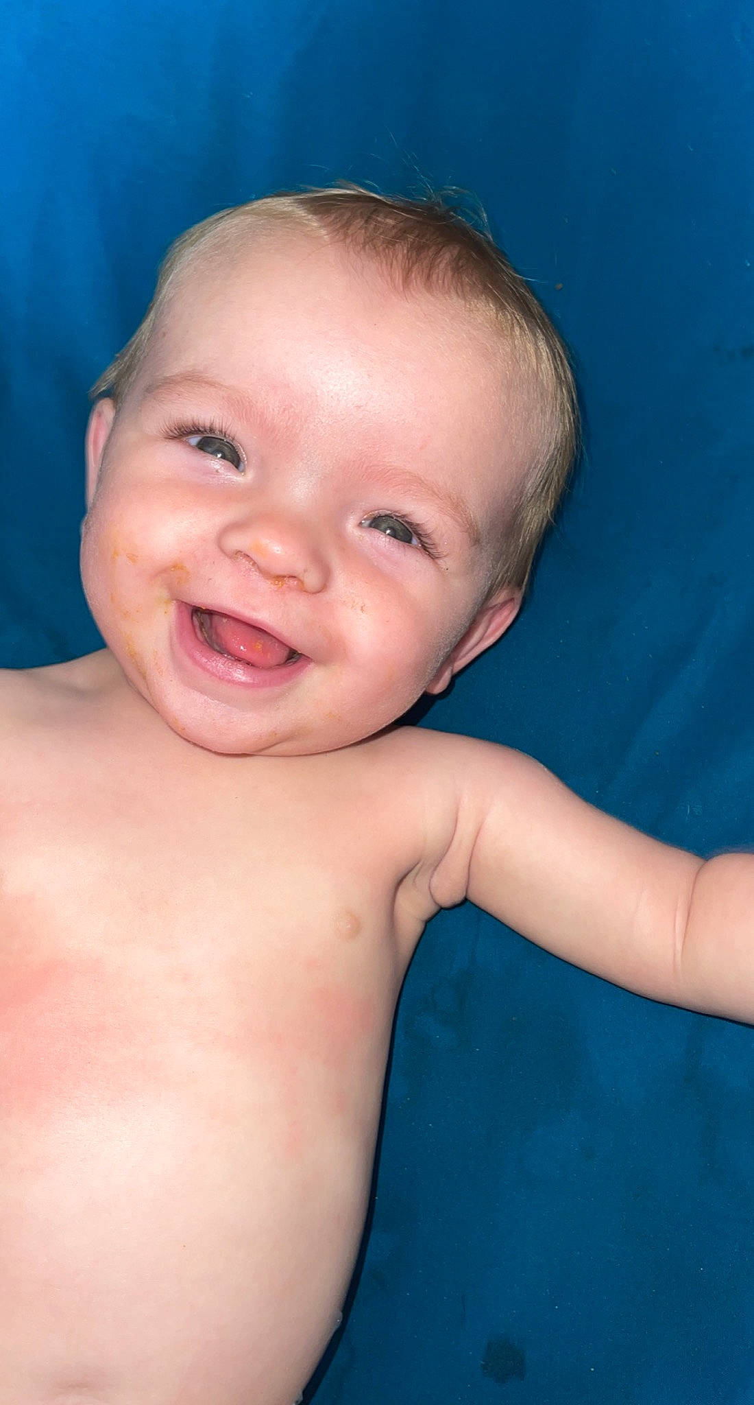 Paetyn is registered to the contest to win money with this photo: arm, blue, cheek, chin, eye, eyebrow, eyelash, hair, hand, head, joint, joy, lip, mouth, muscle, neck, nose, person, shoulder, skin