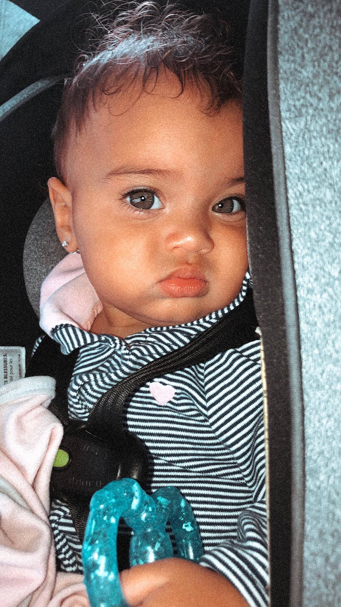 Sapphire joined the competition — help win amazing prizes! baby, black_hair, car_seat, cheek, child, chin, cool, eye, eyebrow, face, forehead, head, lip, nose, person, skin, smile, toddler