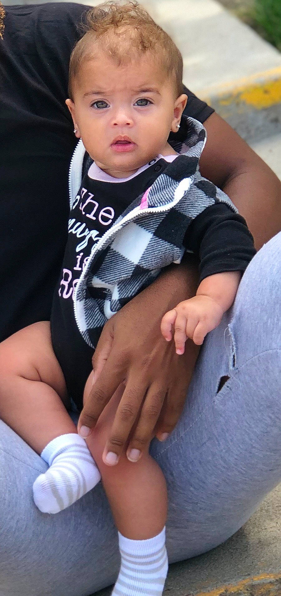 Sapphire joined the competition — help win amazing prizes! arm, baby, black_hair, child, child_model, finger, hand, leg, nail, person, sitting, thigh, toddler