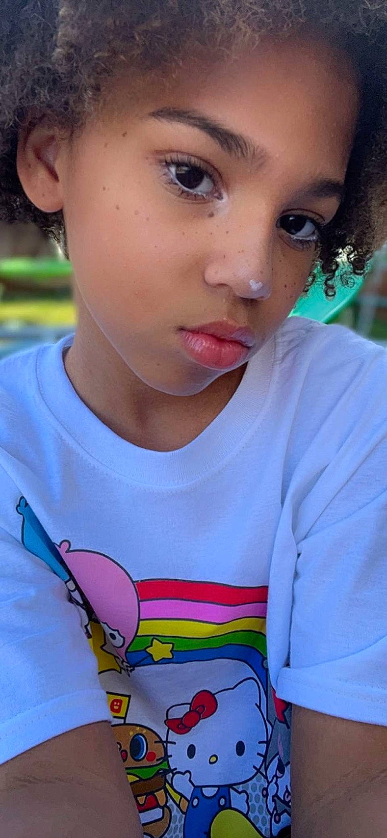 Zaliyah joined the competition — help win amazing prizes! black_hair, child, chin, cool, electric_blue, eyelash, face, grass, happy, hat, lip, neck, nose, person, pink, shoulder, skin, sleeve, summer, t_shirt