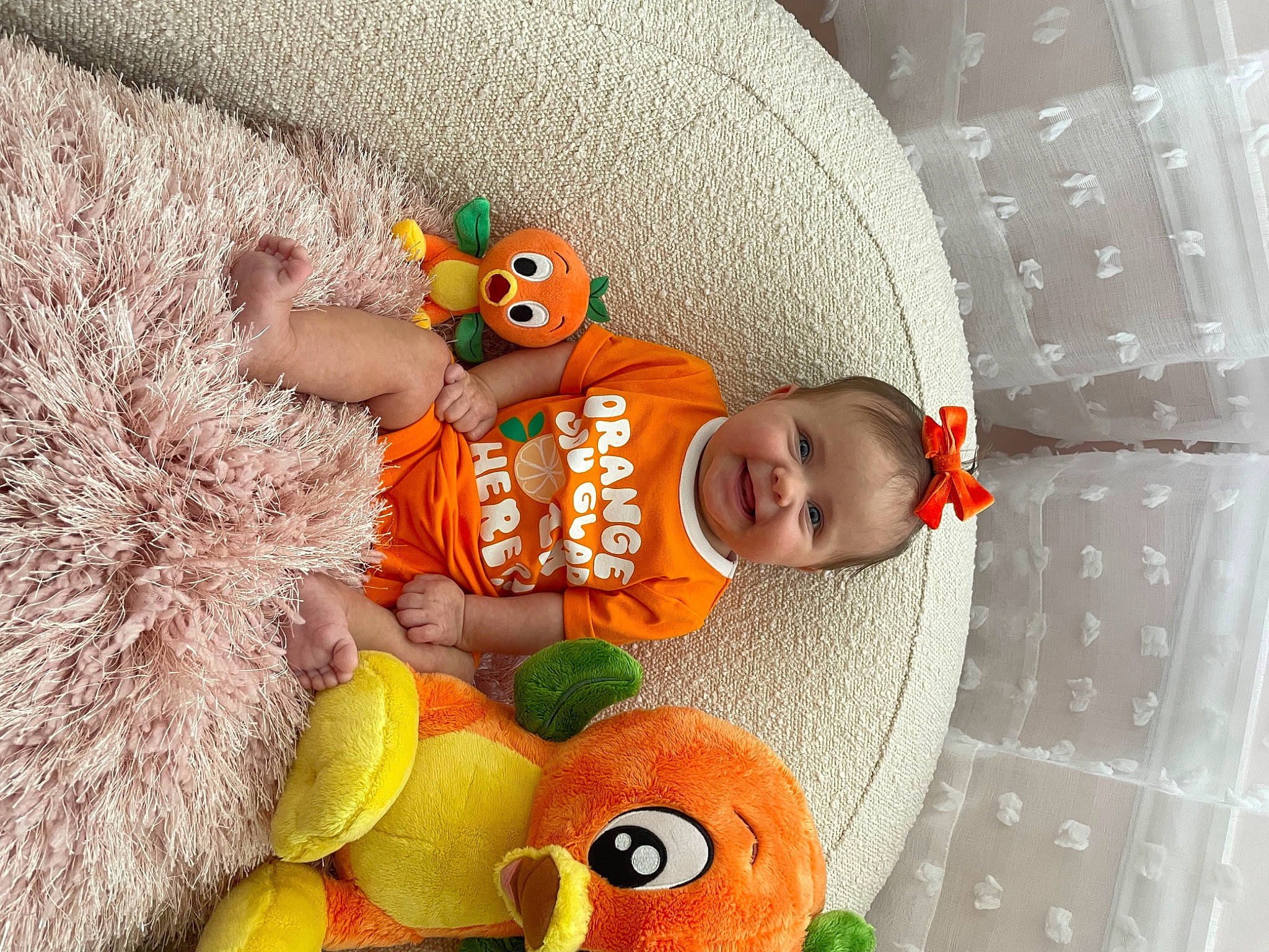 Gemma joined the competition — help win amazing prizes! baby, baby_products, baby_sleeping, baby_toddler_clothing, baby_toys, beanie, child, comfort, fun, fur, happy, joy, linens, orange, person, plush, room, stuffed_toy, teddy_bear, textile