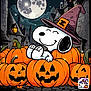 Meow Meow is registered to the contest to win money with this photo: animated, black, buildings, cartoon, celebration, dog, fall, fantasy, festive, full_moon, halloween, jack_o_lantern, leaves, night, orange, pumpkins, smiling, spooky, village, witch_hat