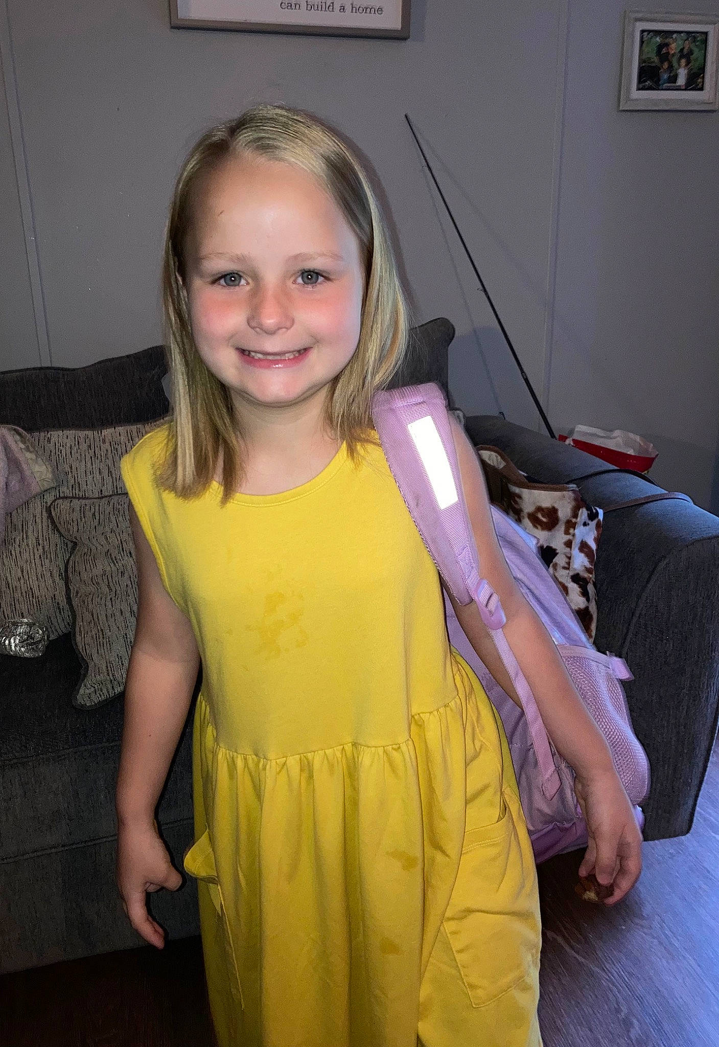 Clara joined the competition — help win amazing prizes! child, couch, event, eye, face, fashion_design, flooring, fun, gesture, hair, happy, head, iris, joy, long_hair, neck, person, picture_frame, sleeve, smile