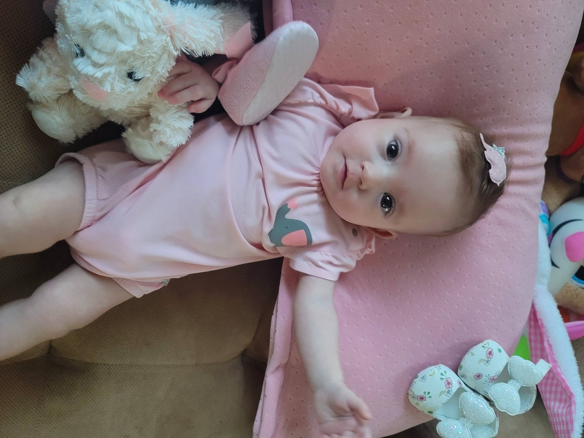 Asteria joined the competition — help win amazing prizes! arm, baby, baby_products, baby_toddler_clothing, cheek, child, doll, dress, ear, eye, eyelash, fashion_accessory, finger, gesture, headpiece, person, pink, skin, stuffed_toy, textile