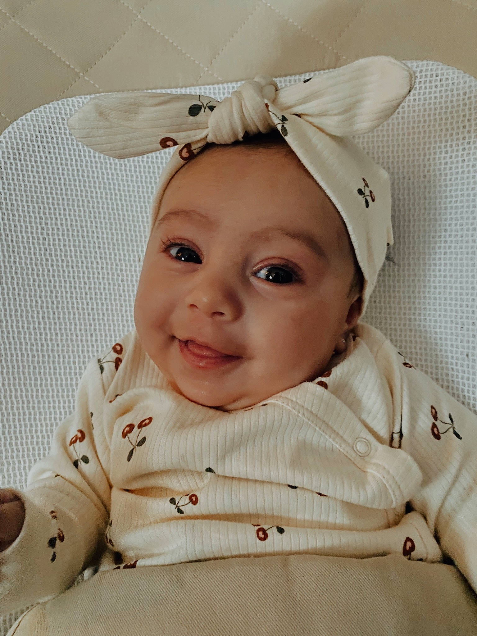 Briella is registered to the contest to win money with this photo: baby, baby_toddler_clothing, cheek, child, chin, costume_hat, eye, eyebrow, eyelash, fashion_accessory, hair_accessory, happy, head, headband, headpiece, headwear, human_body, iris, person, sleeve