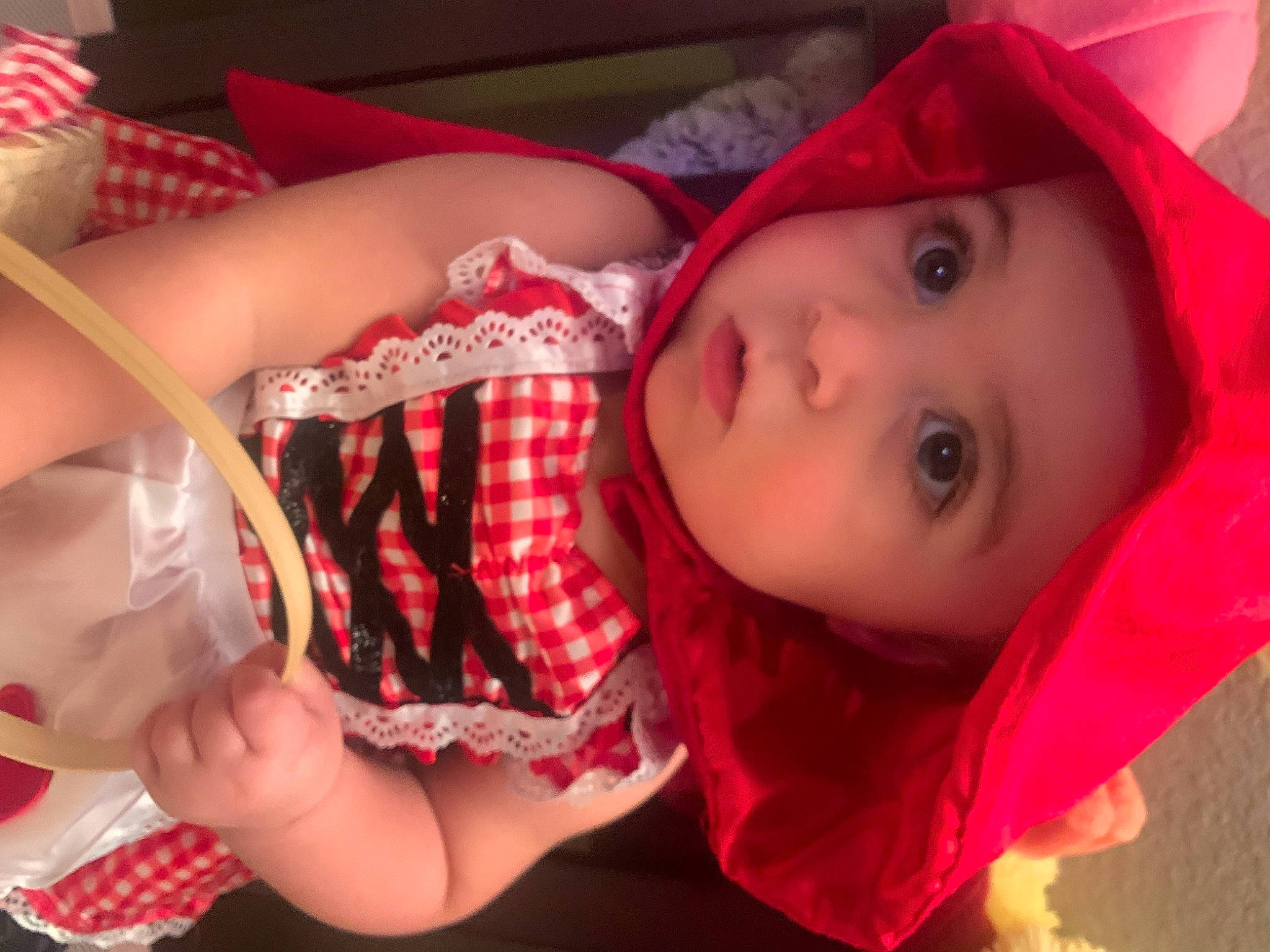 Giavanna joined the competition — help win amazing prizes! beauty, black_hair, child, dress, eye, eyelash, facial_expression, happy, headwear, human, human_body, lip, mouth, nose, person, pink, plaid, plant, red, skin
