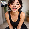Olly a rejoint le concours — aidez-le/la à gagner de superbes lots ! animal, background_blur, brown_eyes, canine, casual, cute, dog, earrings, face, happy, indoor, inset_photo, outdoor, pet, portrait, short_hair, smiling, tank_top, watermark, woman