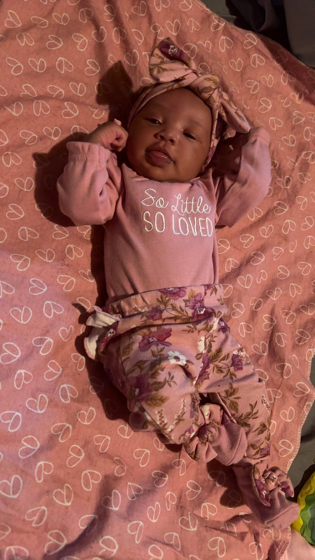 Jaylee joined the competition — help win amazing prizes! baby, bed, bedroom, blanket, bonnet, clothing, cushion, dress, face, furniture, glove, hat, head, indoors, newborn, person, photography, portrait, quilt, room